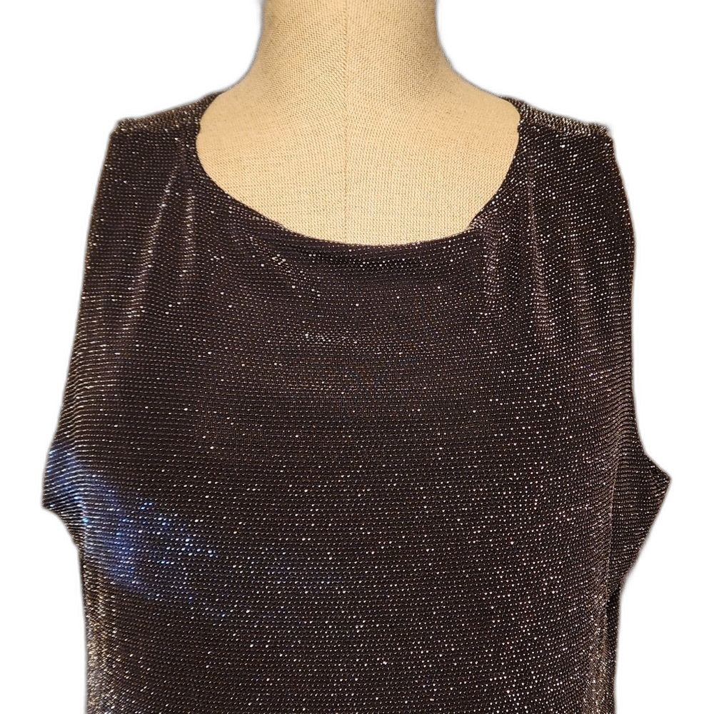 R & K Evening Metallic Sleeveles Tank Top size 14 Slinky Shiny and Shimmery